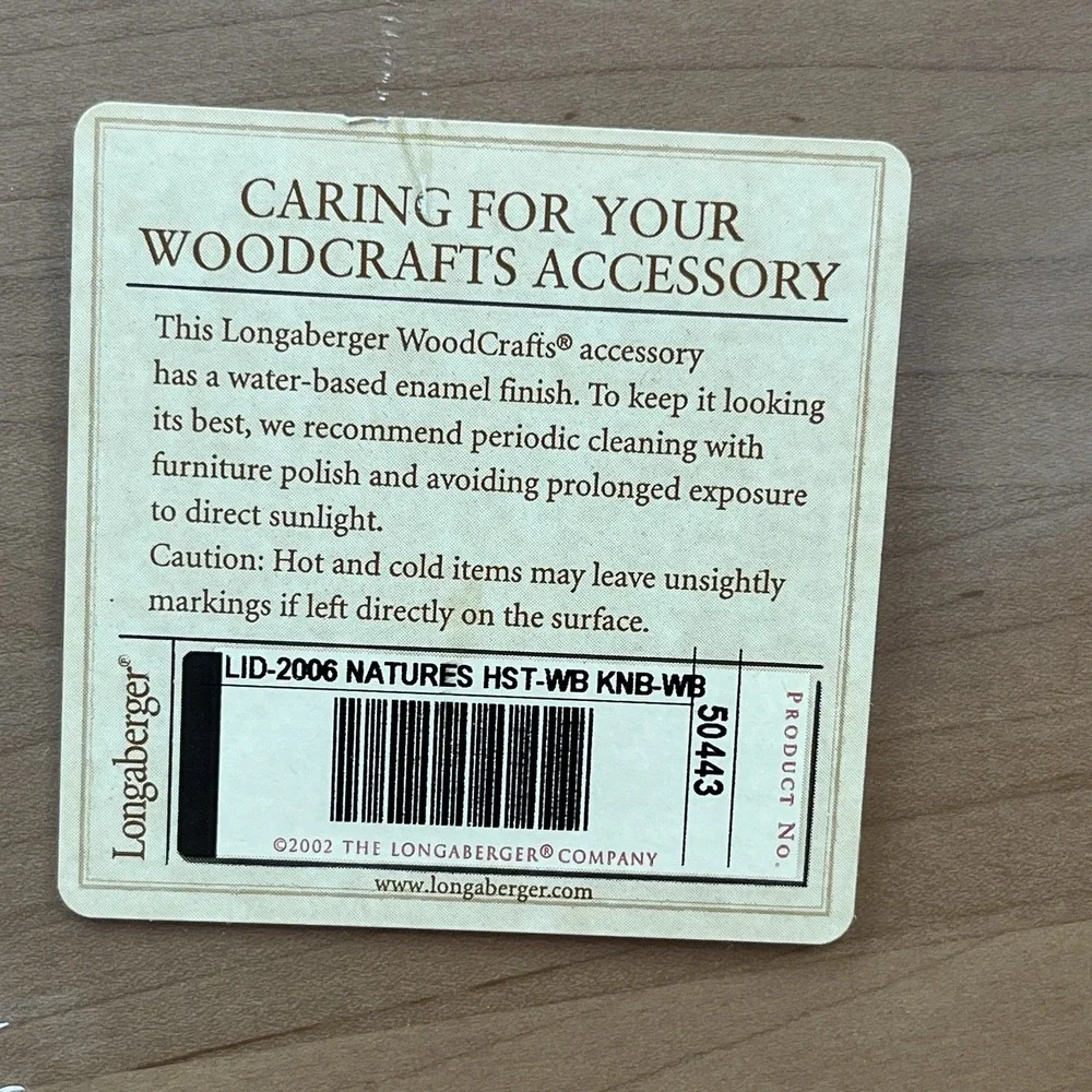 Longaberger Lid for 2006 Natures Host‎ Work Basket, Warm Brown w/Knob 50443 NEW